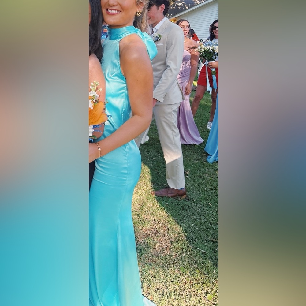 NOVA LUXE Silk Cut-Out Maxi Dress | Kendra Sleeveless Aqua Evening Gown